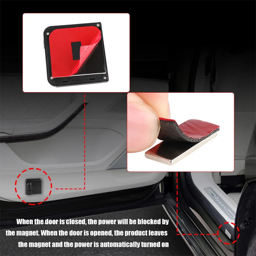 Snadno instalovatelný LED projektor do dveří automobilu (2 ks)